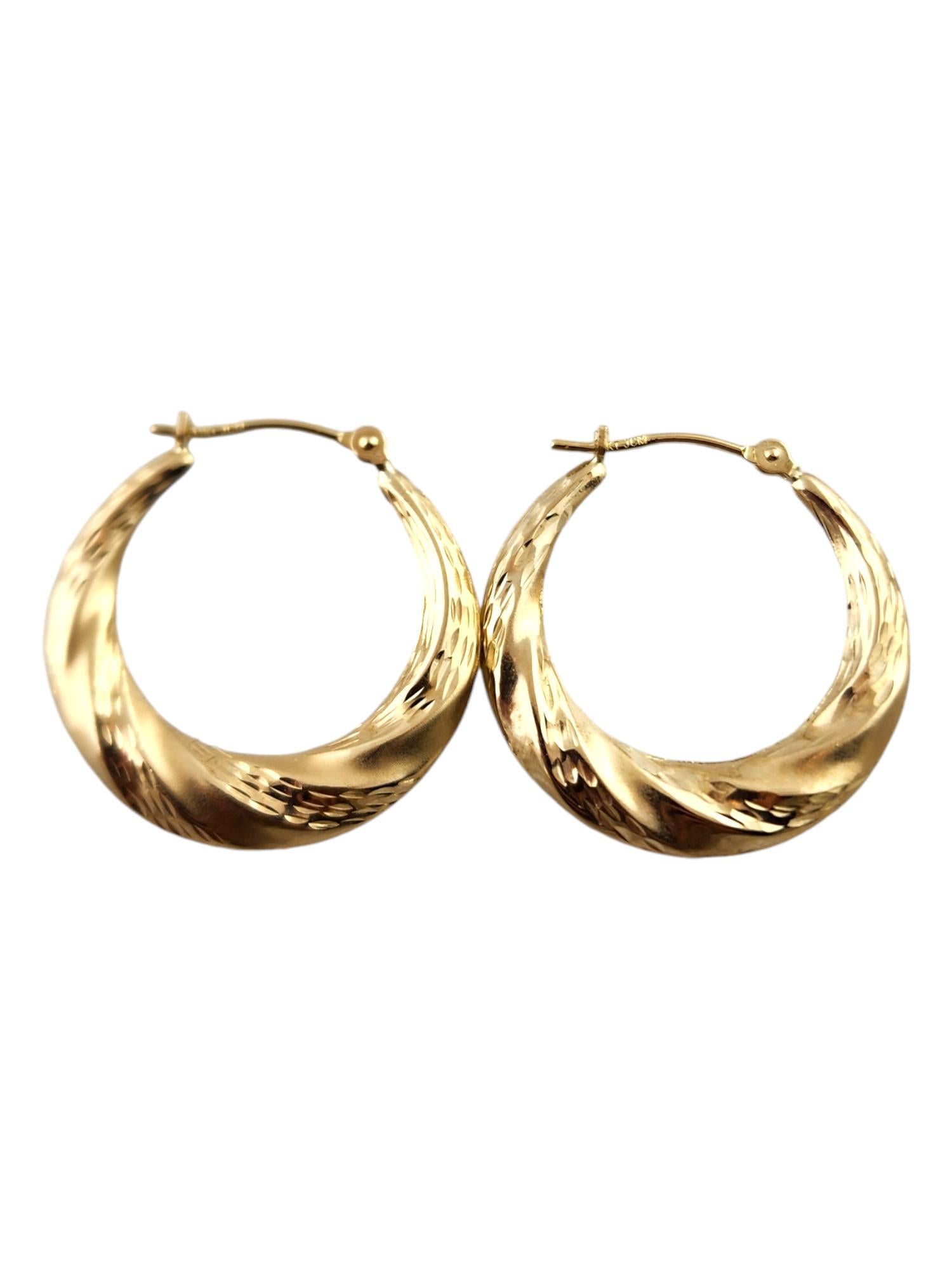 14 Karat Yellow Gold Twisted Hoop Earrings #19138 For Sale 2