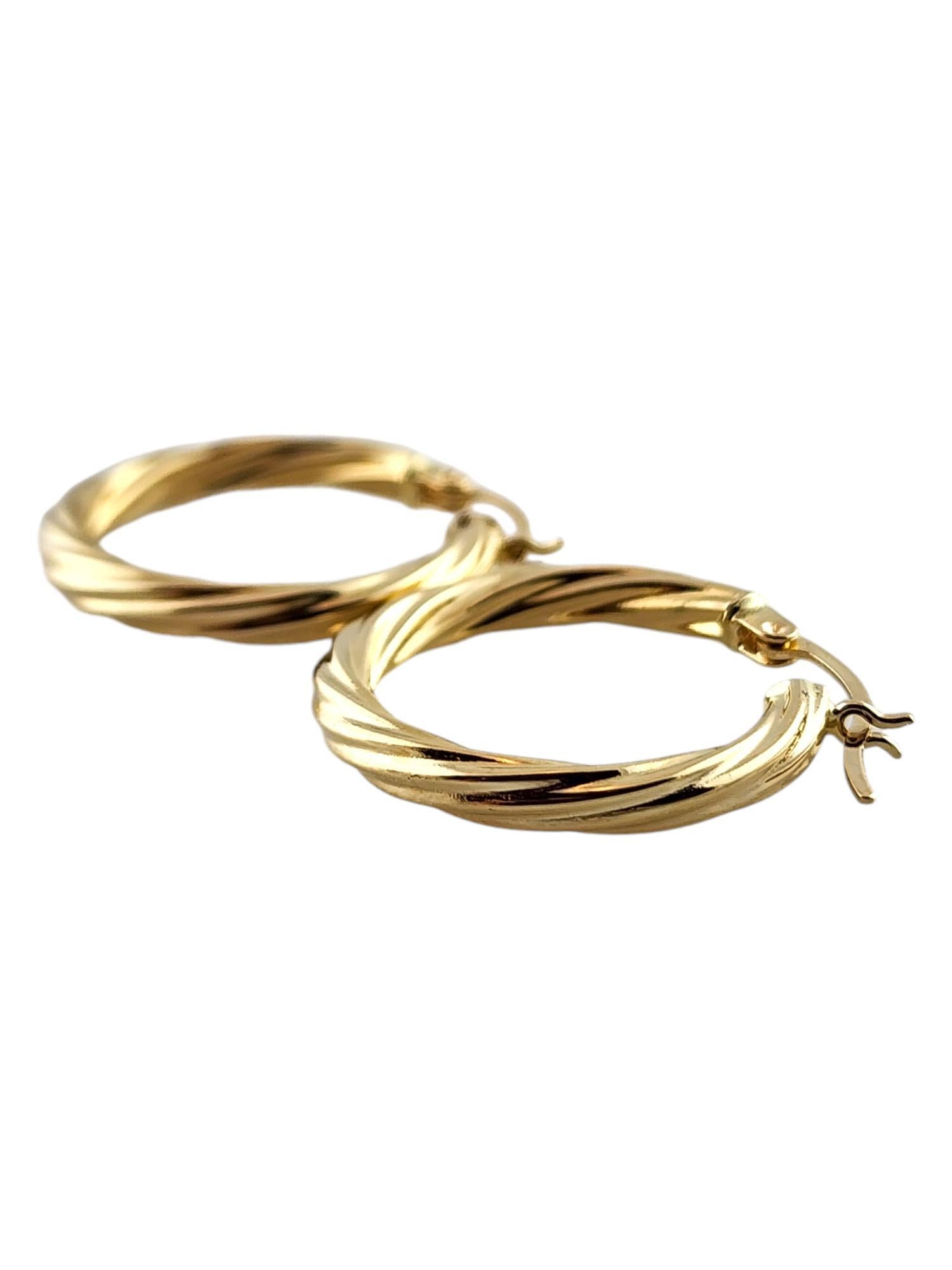 14 Karat Yellow Gold Twisted Hoop Earrings #19144 In Good Condition For Sale In Washington Depot, CT