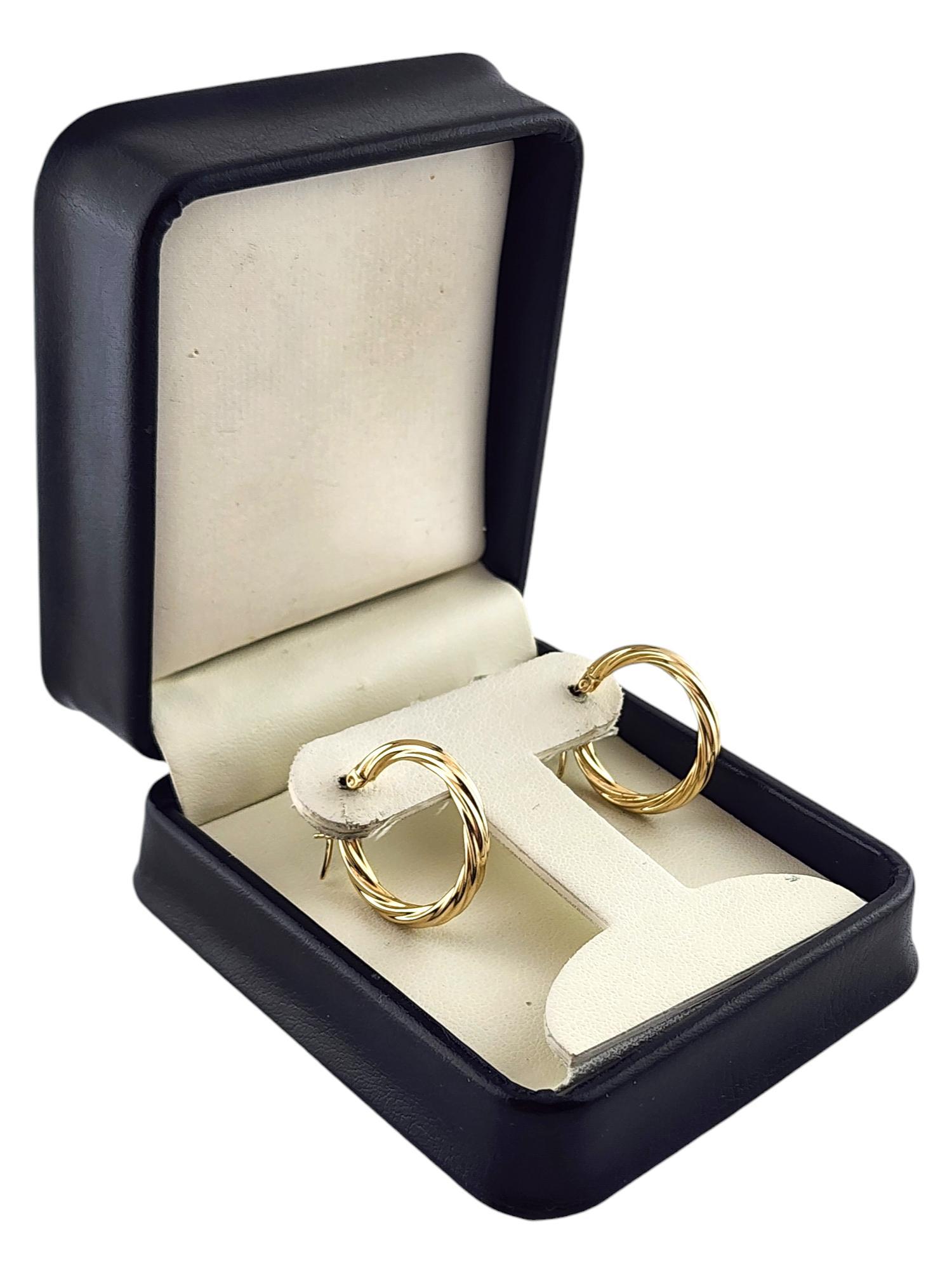 14 Karat Yellow Gold Twisted Hoop Earrings #19144 For Sale 4