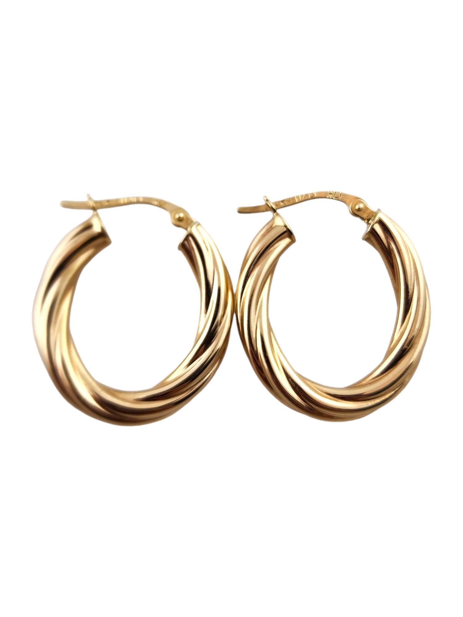14 Karat Yellow Gold Twisted Hoop Earrings #19150 1