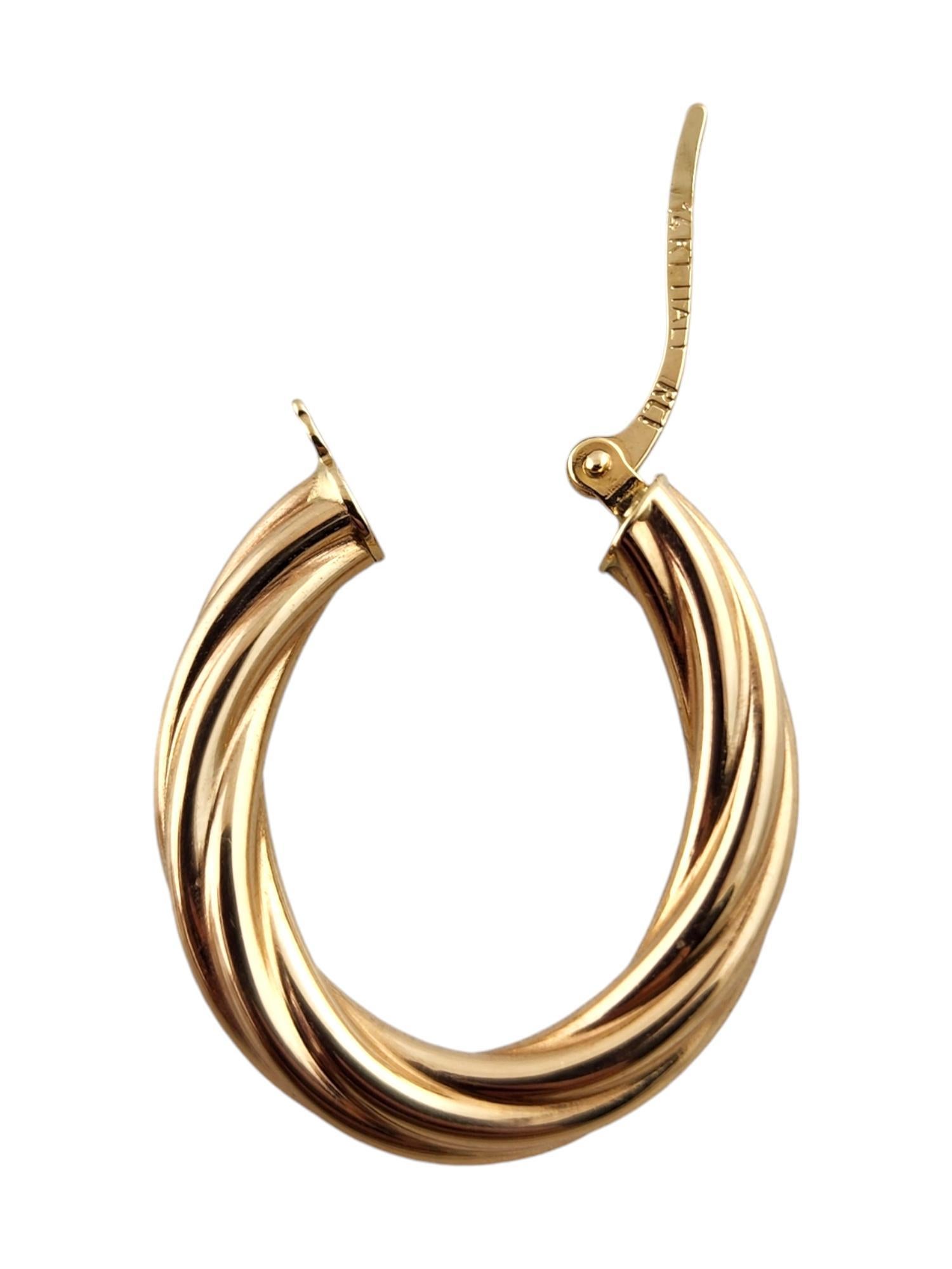 14 Karat Yellow Gold Twisted Hoop Earrings #19150 2