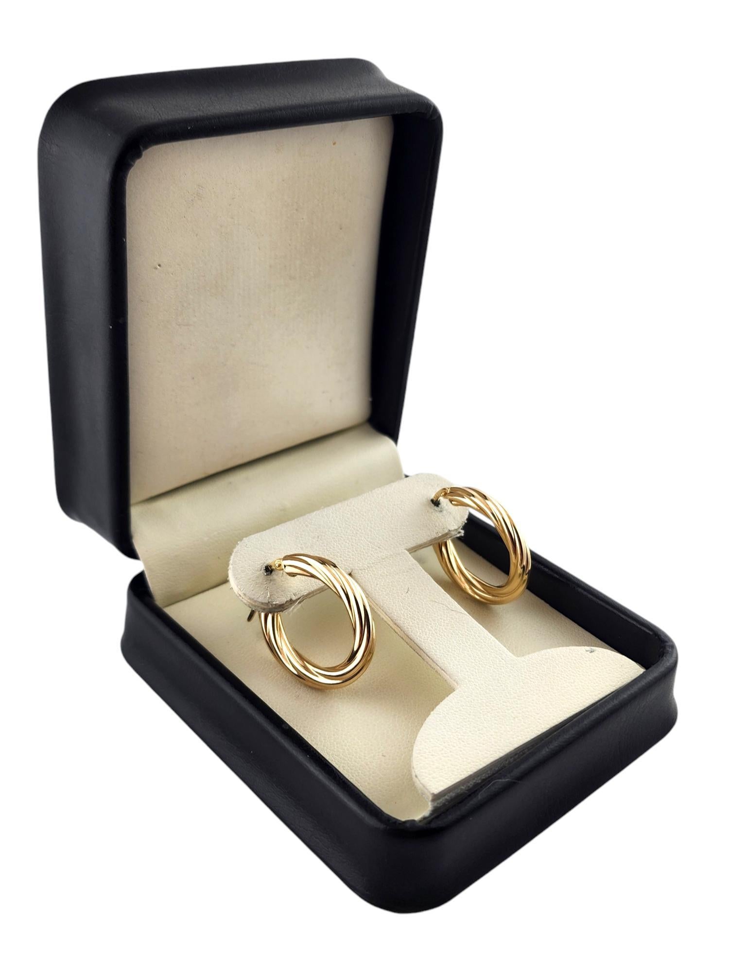 14 Karat Yellow Gold Twisted Hoop Earrings #19150 4