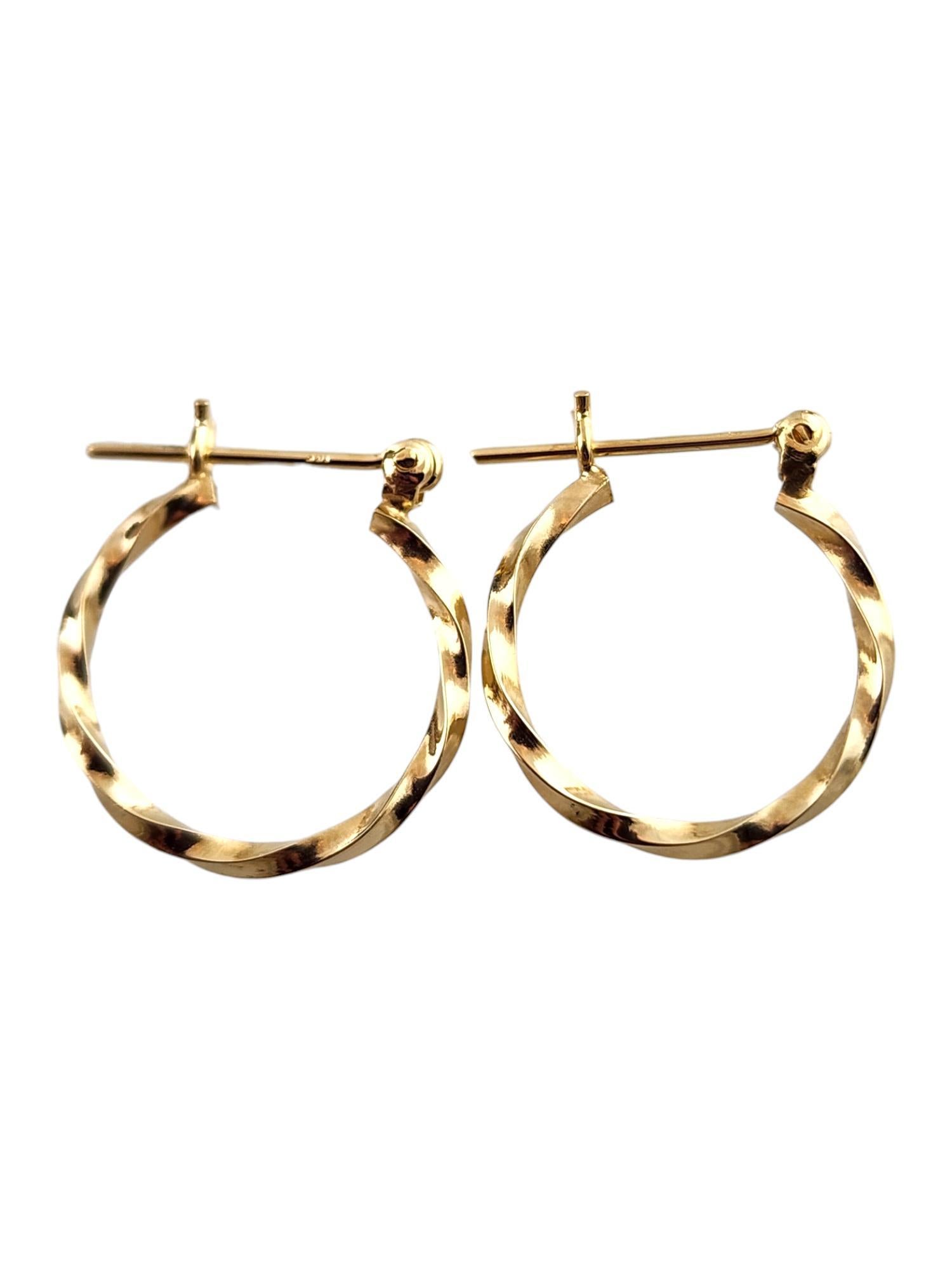 14 Karat Yellow Gold Twisted Hoop Earrings #19154 For Sale 1