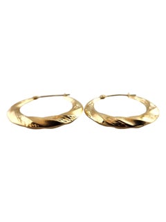 14 Karat Yellow Gold Twisted Hoop Earrings #24849