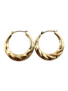 14 Karat Yellow Gold Twisted Hoop Earrings #24849