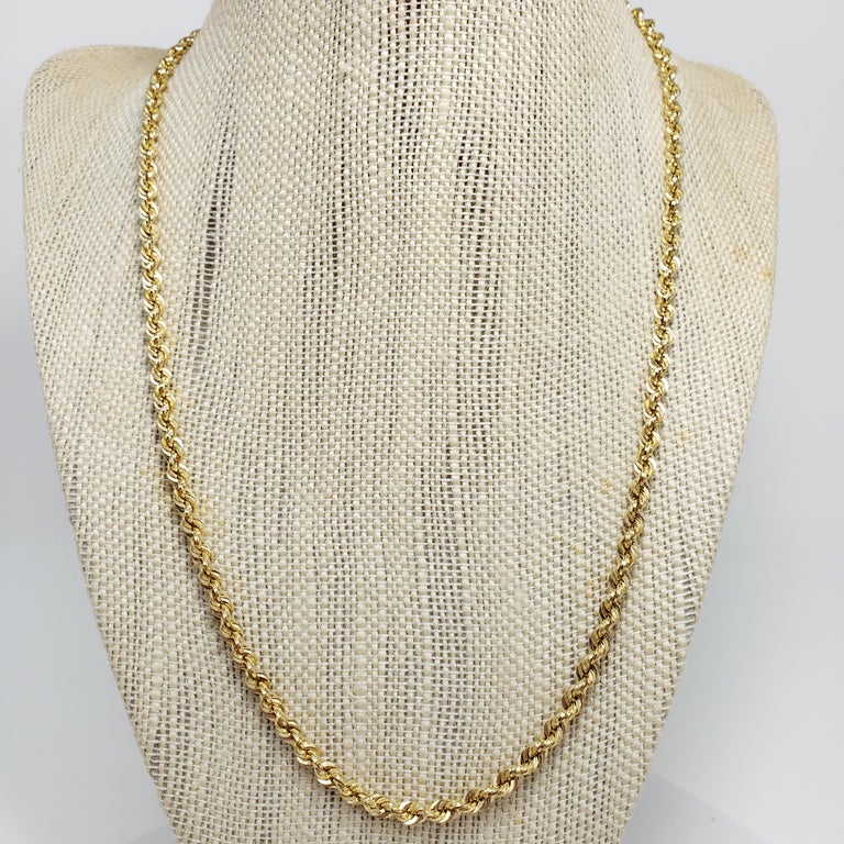 14 Karat Yellow Gold Twisted Textured Rope Simple Chain, 7.3g at 1stDibs