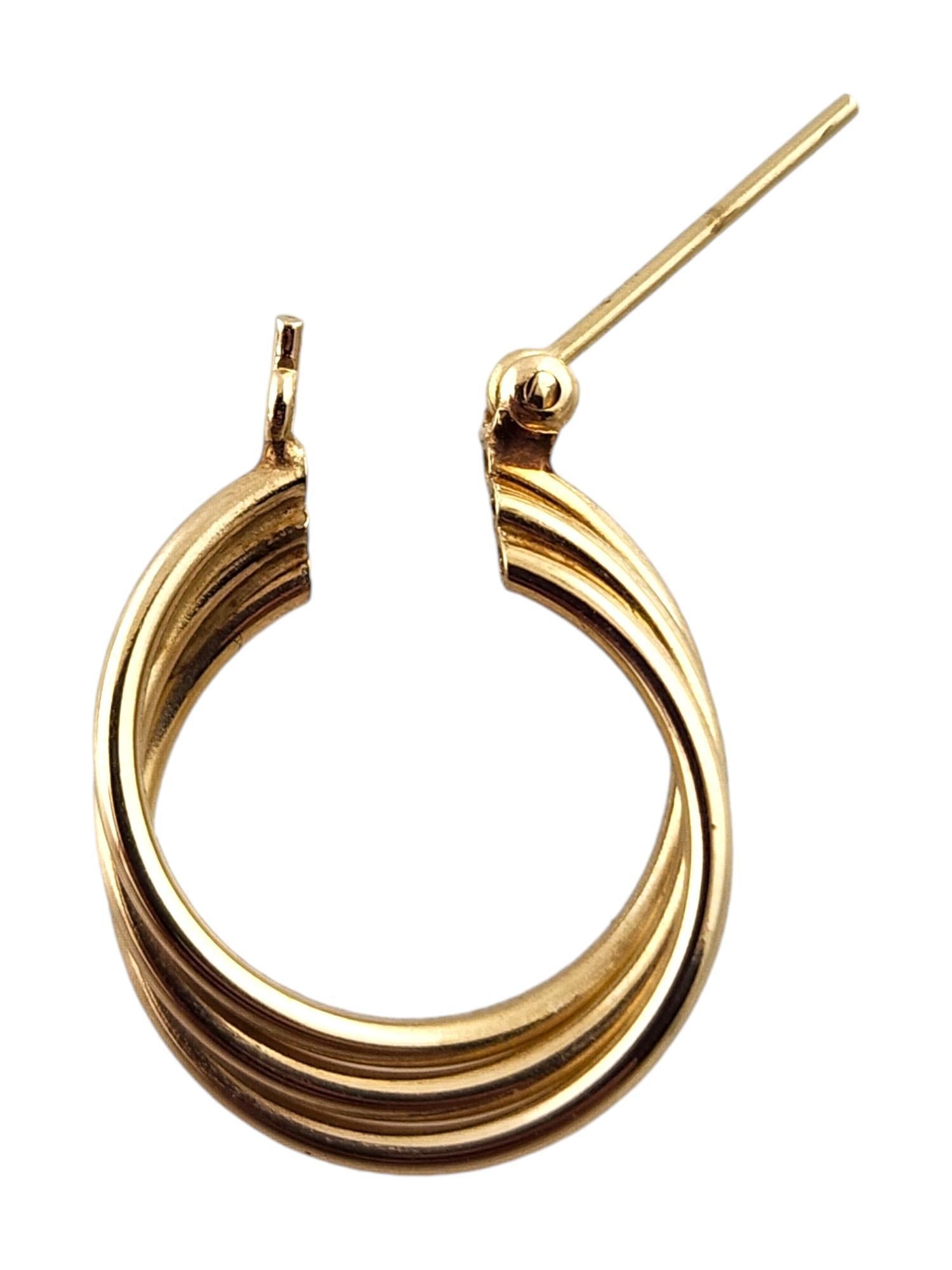 Women's 14 Karat Yellow Gold Twisted Triple Hoop Earrings #19151