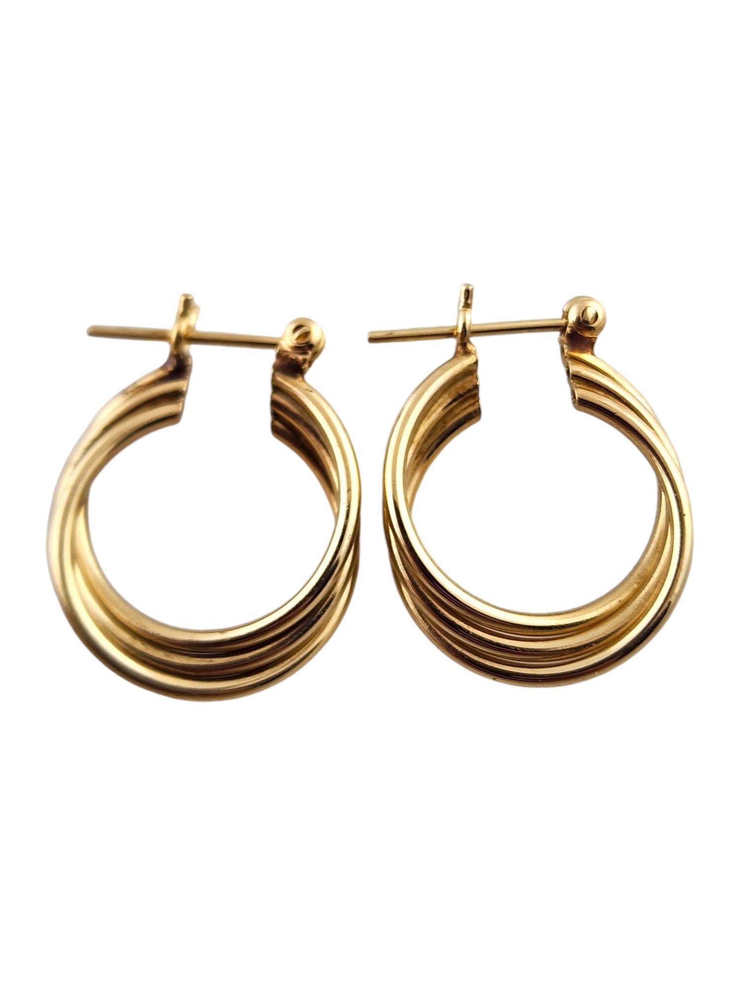 14 Karat Yellow Gold Twisted Triple Hoop Earrings #19151 1