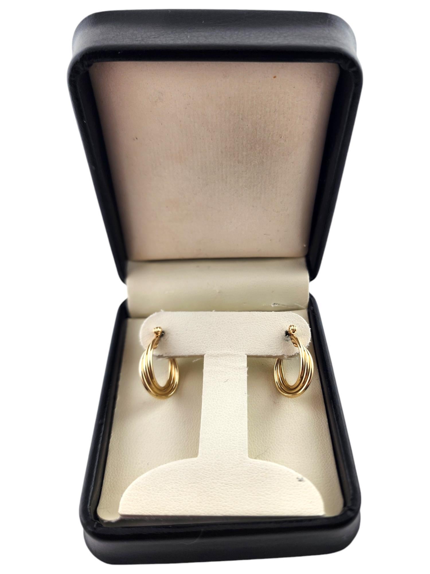 14 Karat Yellow Gold Twisted Triple Hoop Earrings #19151 3