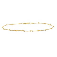 14 Karat Yellow Gold Twisted Wire Station Anklet