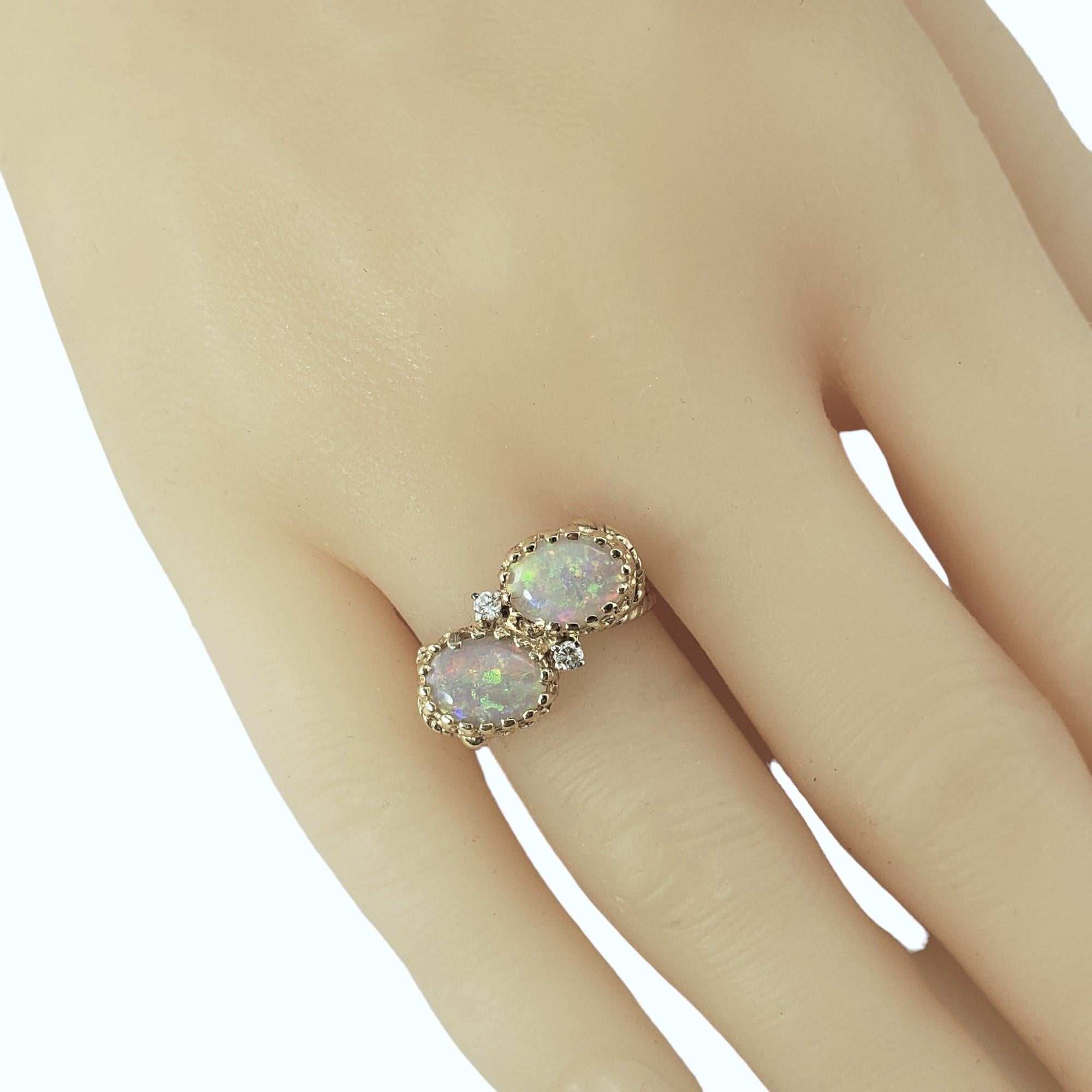 14 Karat Yellow Gold Two Opal and Diamond Ring Size 7 #16884 For Sale 2