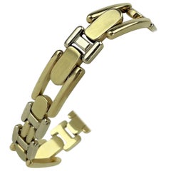14 Karat Yellow Gold Two-Tone Heavy Fancy Link Bracelet