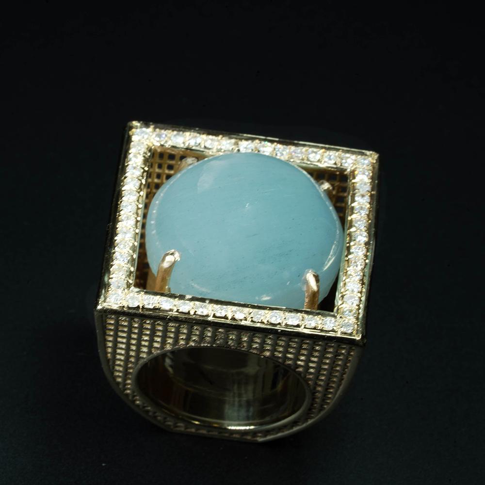 square cut aquamarine ring