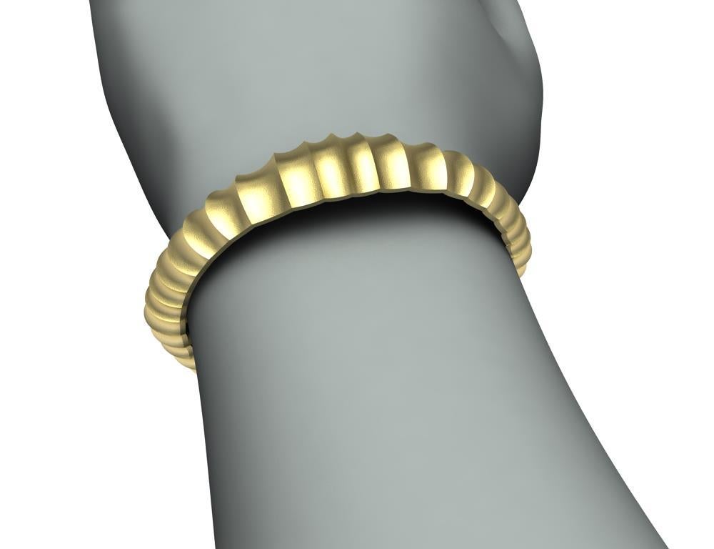 Bracelet manchette unisexe concave en or jaune 14 carats en vente 2