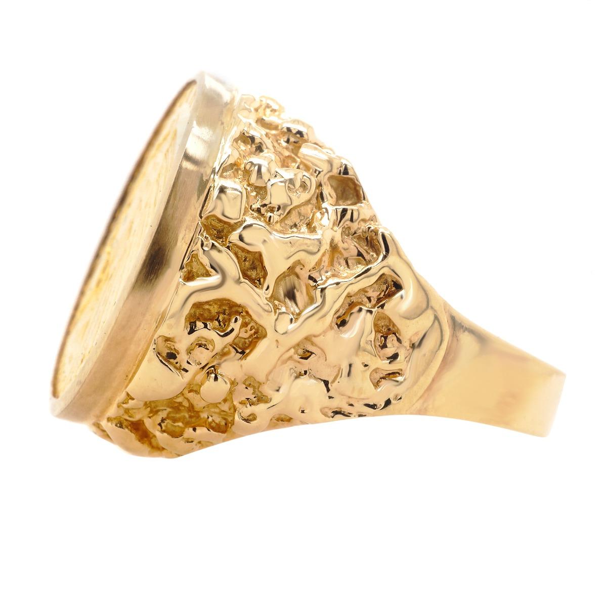 14 K Yellow Gold United State 1910's Coin Ring
Metal: 14 K Yellow Gold
Finger Size: 12.5
Gram Weight: 23.4 Grams
Diamond Carat Weight: N/A
Diamond color: N/A
Diamond Clarity: N/A
Diamond Cut: N/A
Gemstone: N/A
Gemstone Weight: N/A
Gemstone Cut: