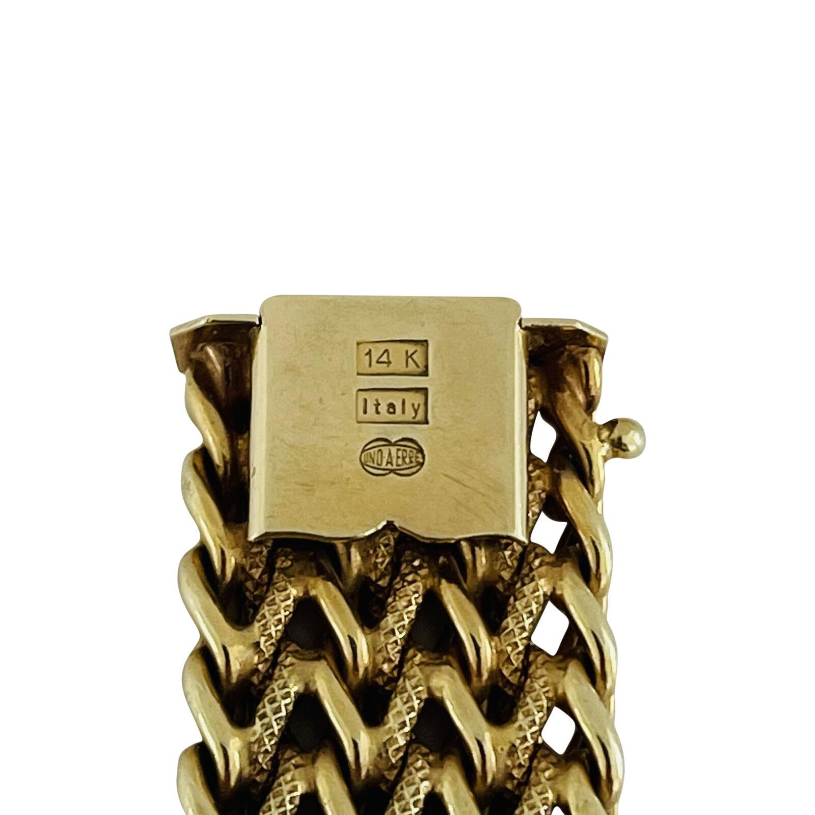 14 Karat Yellow Gold UnoAErre Fancy Mesh Curb Link Bracelet, Italy 2