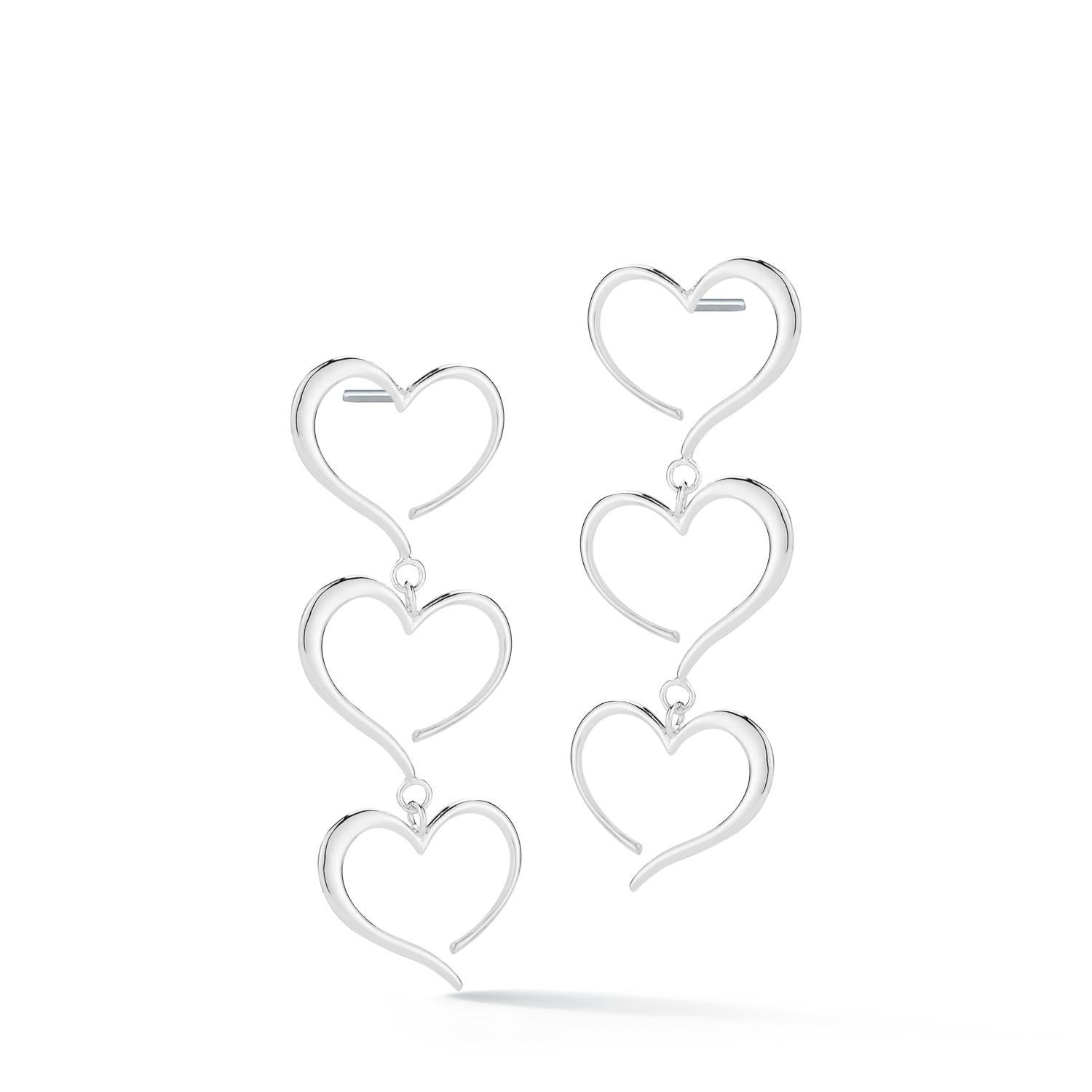 triple heart earrings
