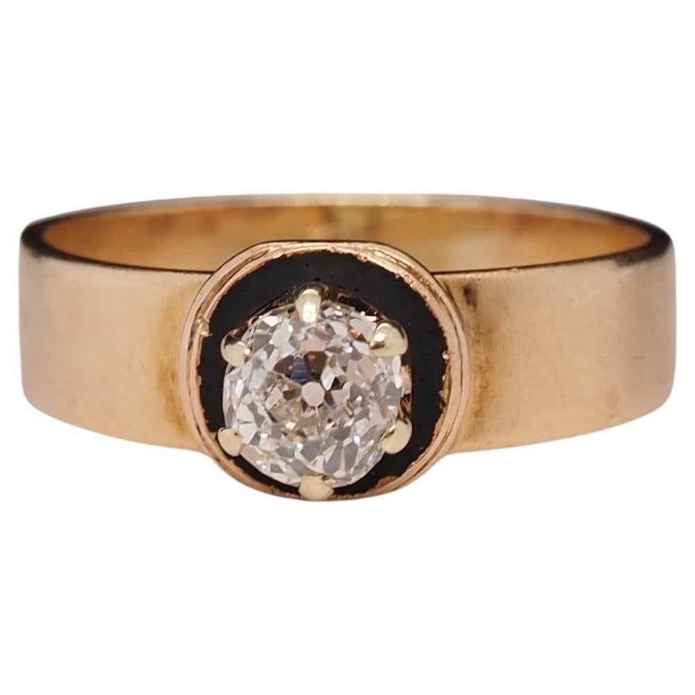 Year: 1890s

Item Details:
Ring Size: 6.25
Metal Type: 14K Yellow Gold [Hallmarked, and Tested]
Weight: 3.6 grams

Diamond Details: .55ct, Old Mine Brilliant (Antique Cushion), Natural Diamond, VS Clarity, J Color

Band Width: 4.25mm
Condition: