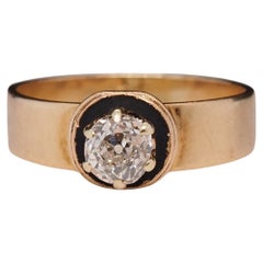 14 Karat Yellow Gold Victorian .55 Carat Old Miner Cut Diamond Engagement Ring
