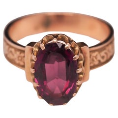 14 Karat Gelbgold viktorianischer Amethyst-Ring VHK#552