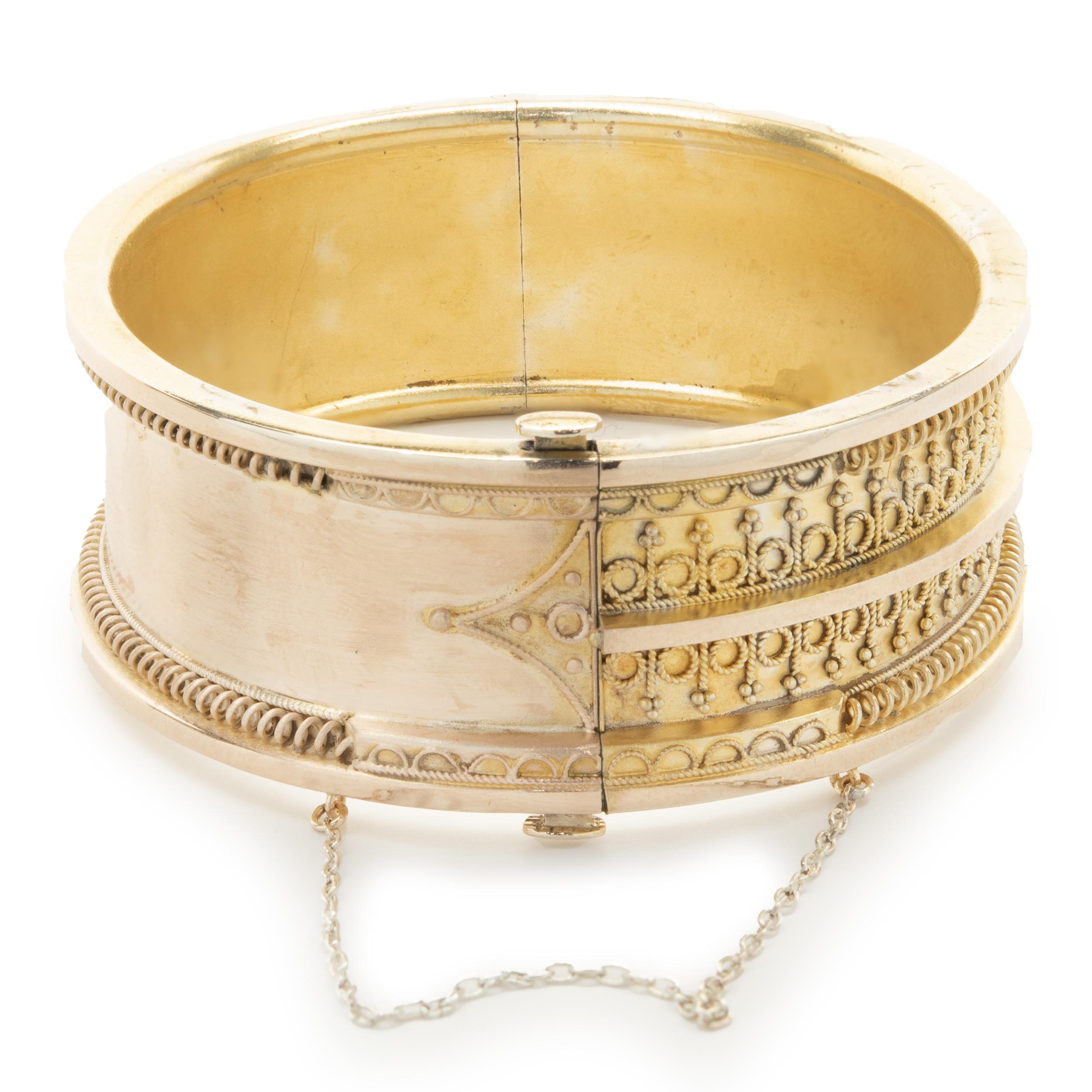 MATERIAL: 14K Gelbgold
Abmessungen: Das Armband passt an ein Handgelenk von bis zu 6 Zoll
Gewicht: 24,97 Gramm
