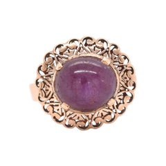 14 Karat Yellow Gold Vintage 1960’s Cabochon Ruby Ring