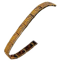 14 Karat Gelbgold Vintage Arpas griechisches Gliederarmband mit Schlüsselanhänger