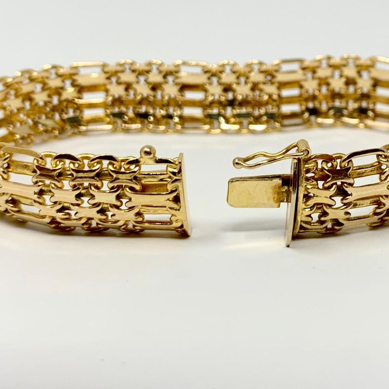 14 Karat Yellow Gold Vintage Bismark Link Chain Bracelet For Sale at ...