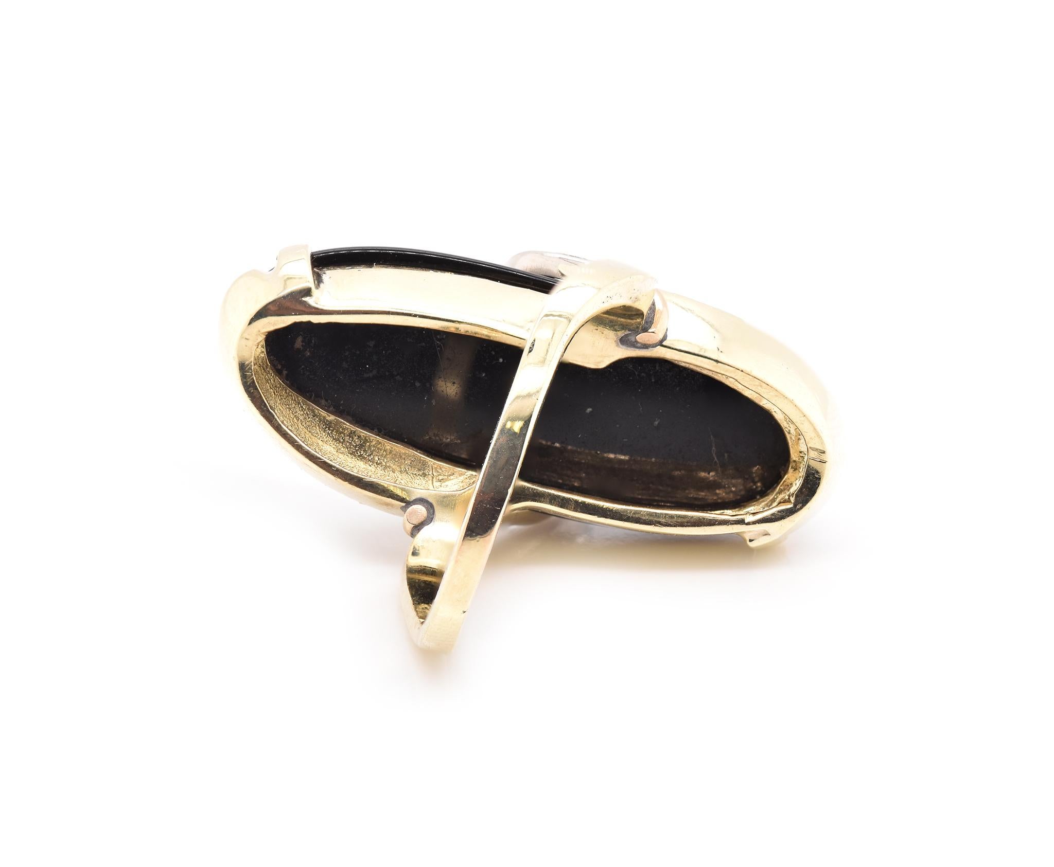 14 Karat Gelbgold Vintage Ring mit schwarzem Onyx und Diamant im Zustand „Hervorragend“ in Scottsdale, AZ