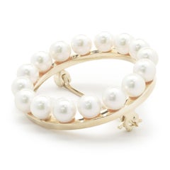 14 Karat Yellow Gold Vintage Circle Pearl Pin