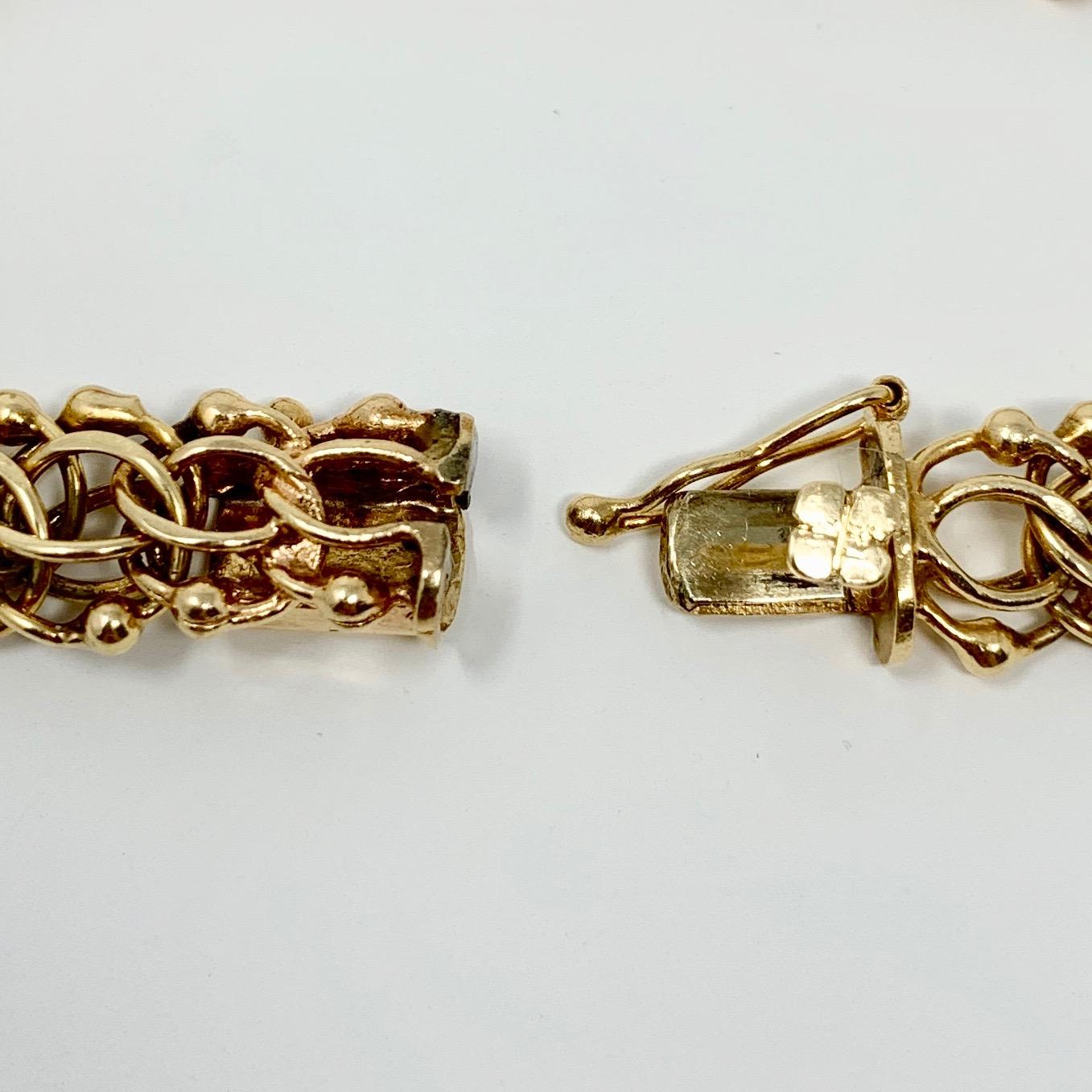 14 Karat Yellow Gold Vintage Circle Link Beaded Charm Bracelet 1