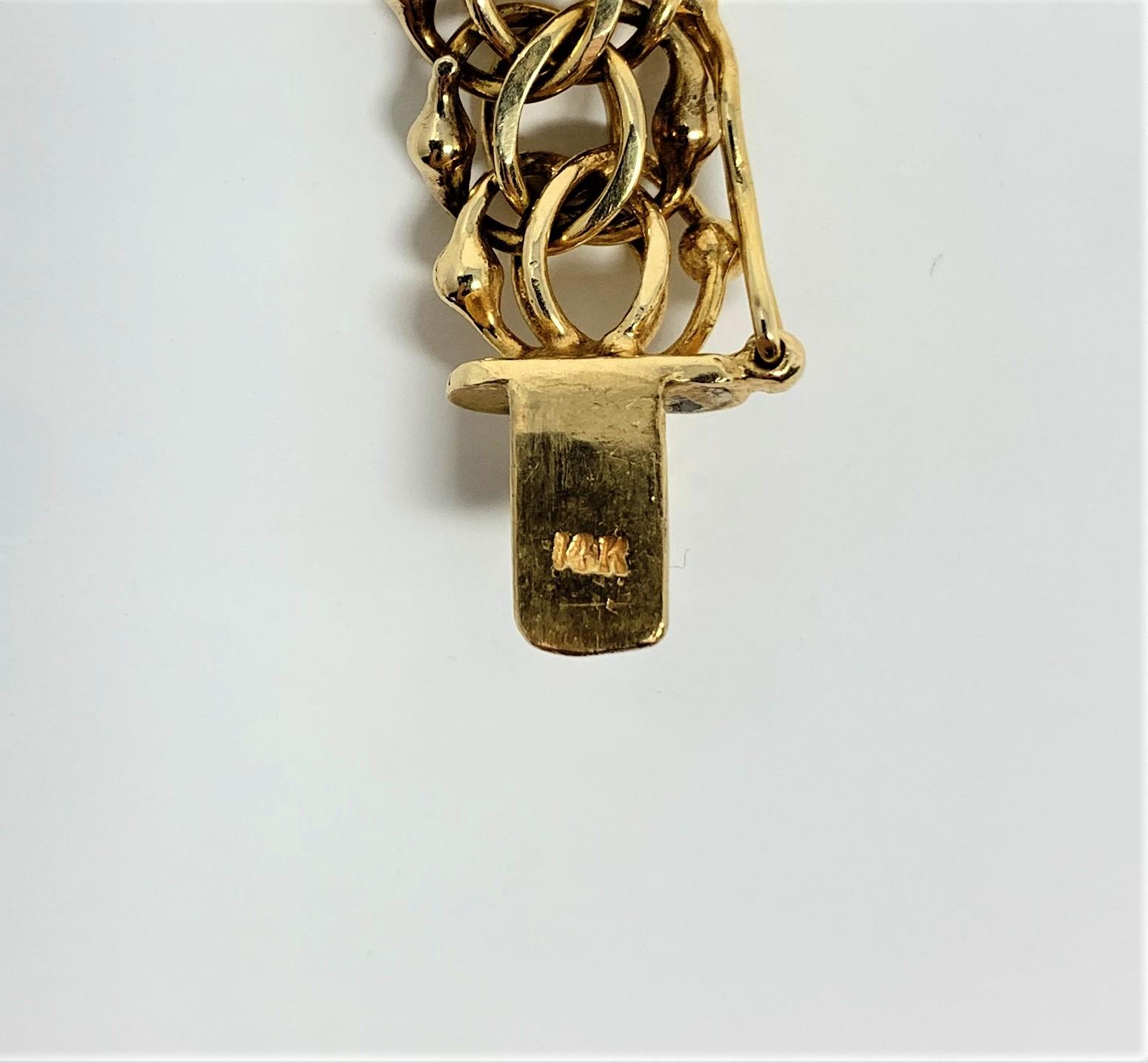 14 Karat Yellow Gold Vintage Circle Link Beaded Charm Bracelet 3