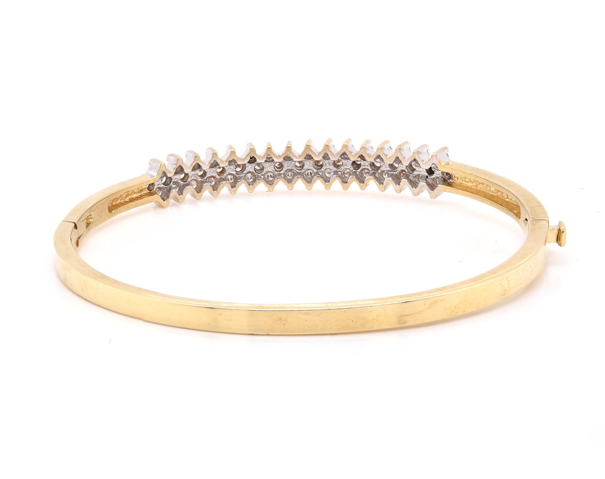 14 Karat Yellow Gold Vintage Diamond Bangle Bracelet In Excellent Condition In Scottsdale, AZ