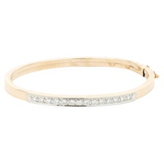 14 Karat Yellow Gold Vintage Diamond Bangle Bracelet