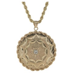 14 Karat Yellow Gold Vintage Diamond Disc Necklace