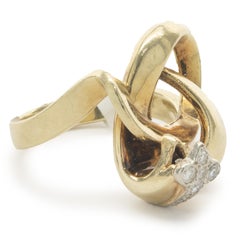 14 Karat Yellow Gold Vintage Diamond Knot Ring