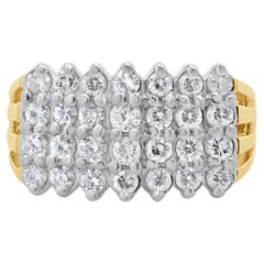Bague en or jaune 14 carats avec cascade de diamants Vintage