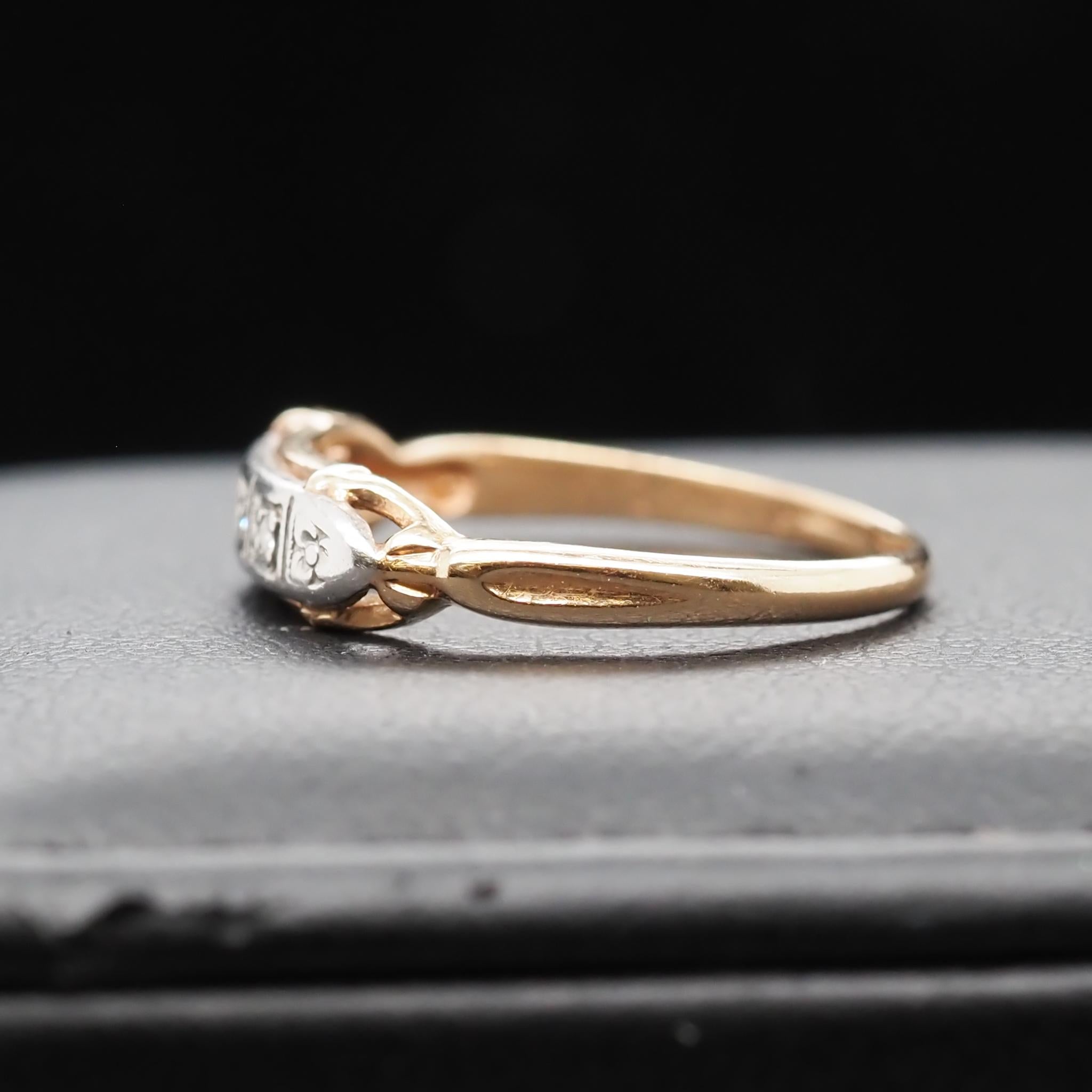Alliance vintage en or jaune 14 carats avec diamants Unisexe en vente
