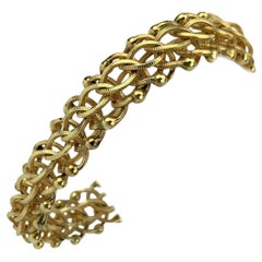 14 Karat Yellow Gold Vintage Double Circle Link Beaded Charm Bracelet