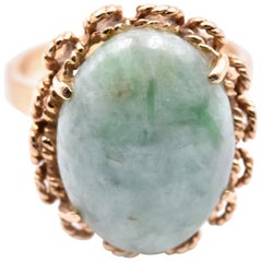 14 Karat Yellow Gold Vintage Jade Ring