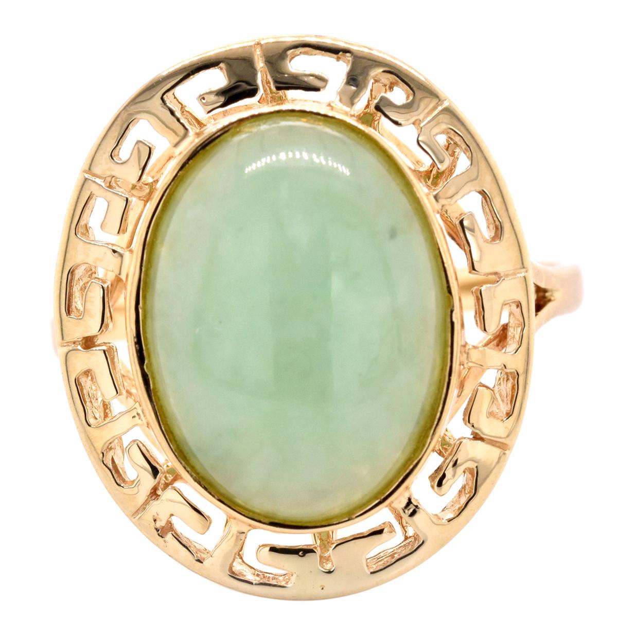 14 Karat Yellow Gold Vintage Jade Ring