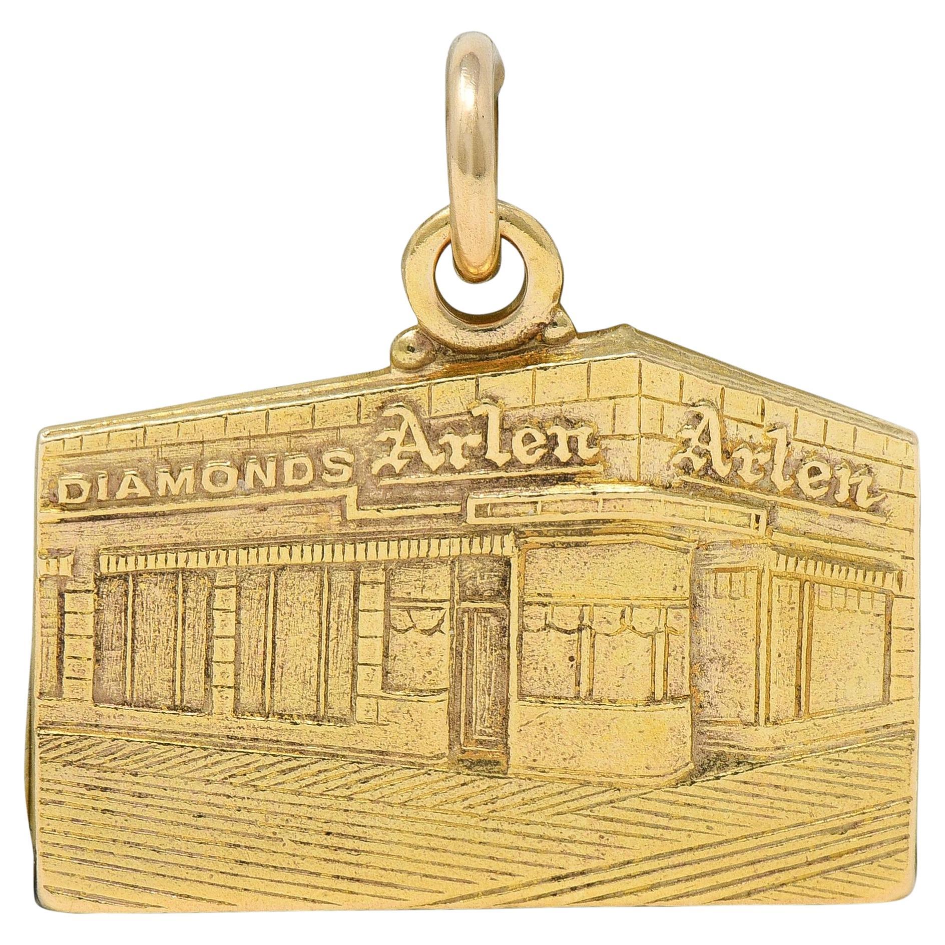14 Karat Gelbgold Vintage-Schmuck Store Front Charme im Angebot