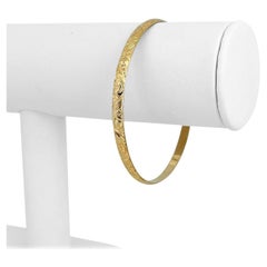 14 Karat Yellow Gold Vintage Ladies Floral Design Bangle Bracelet