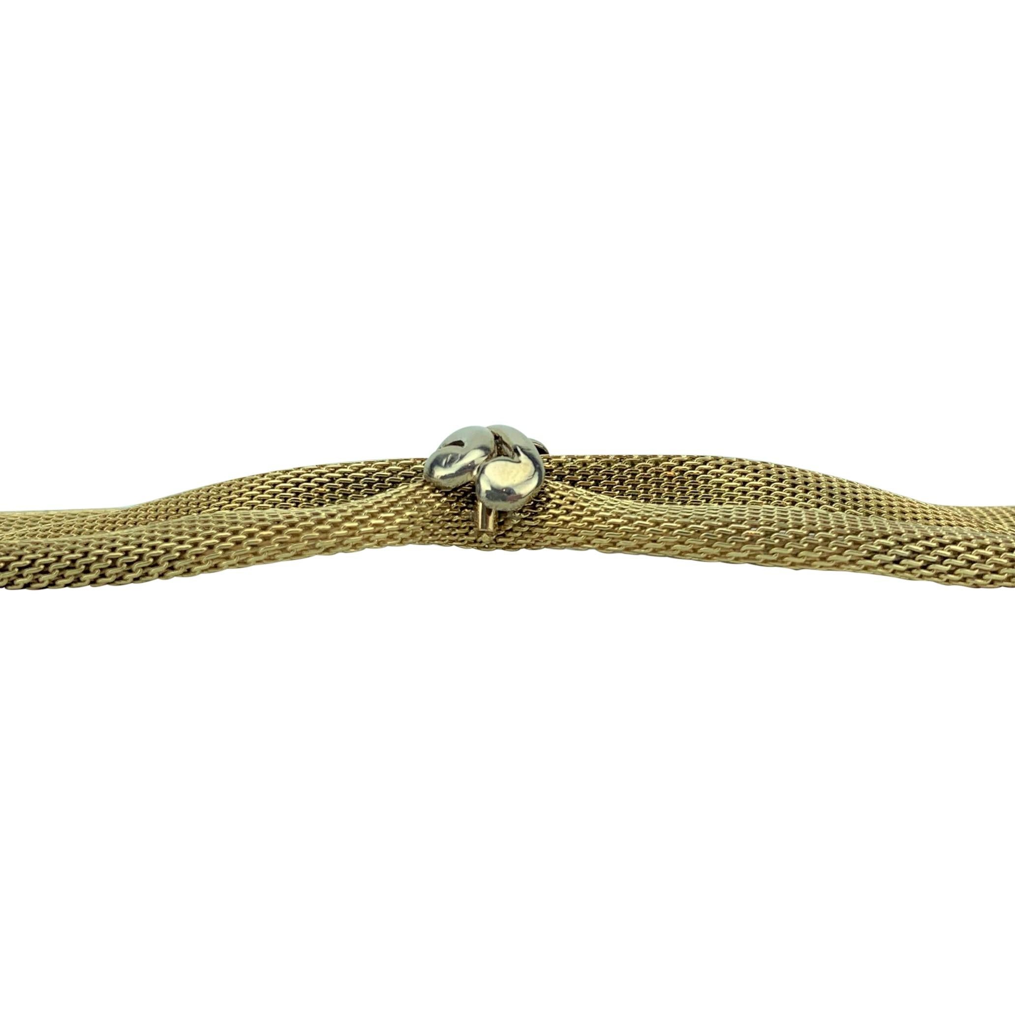 14 Karat Yellow Gold Vintage Mesh Design with Knot Bracelet 2