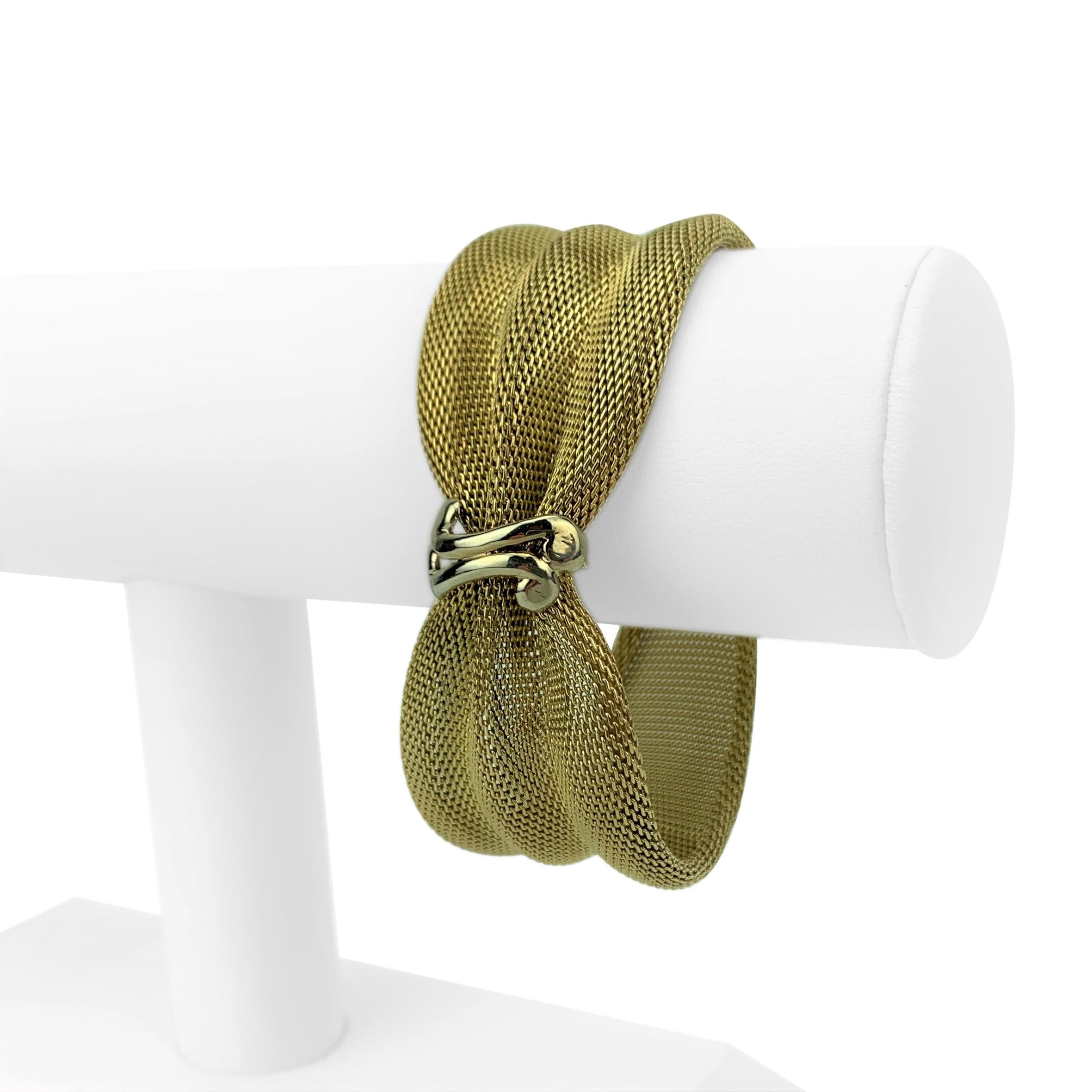14k Yellow Gold 43g Vintage Mesh Design With Knot Bracelet 7.25