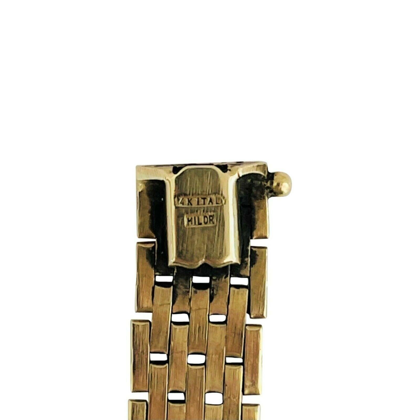 Women's or Men's 14 Karat Yellow Gold Vintage Milor Panther Link Bracelet Italy