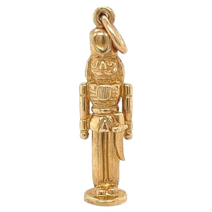 14 Karat Yellow Gold Vintage Nutcracker Holiday Charm or Pendant For Sale