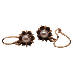 14 Karat Yellow Gold Vintage Pearl Dangling Earrings VHK#555