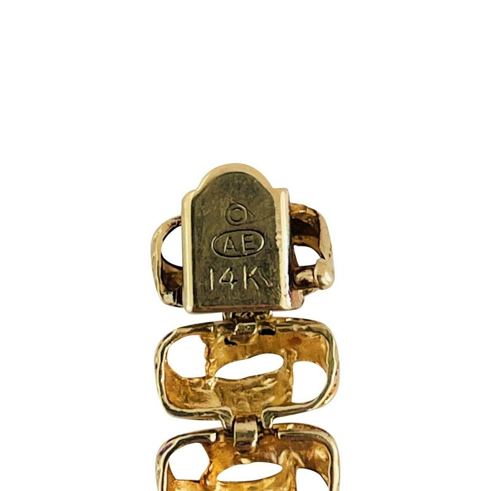 14 Karat Yellow Gold Vintage Ribbed Spiral Link Bracelet 1