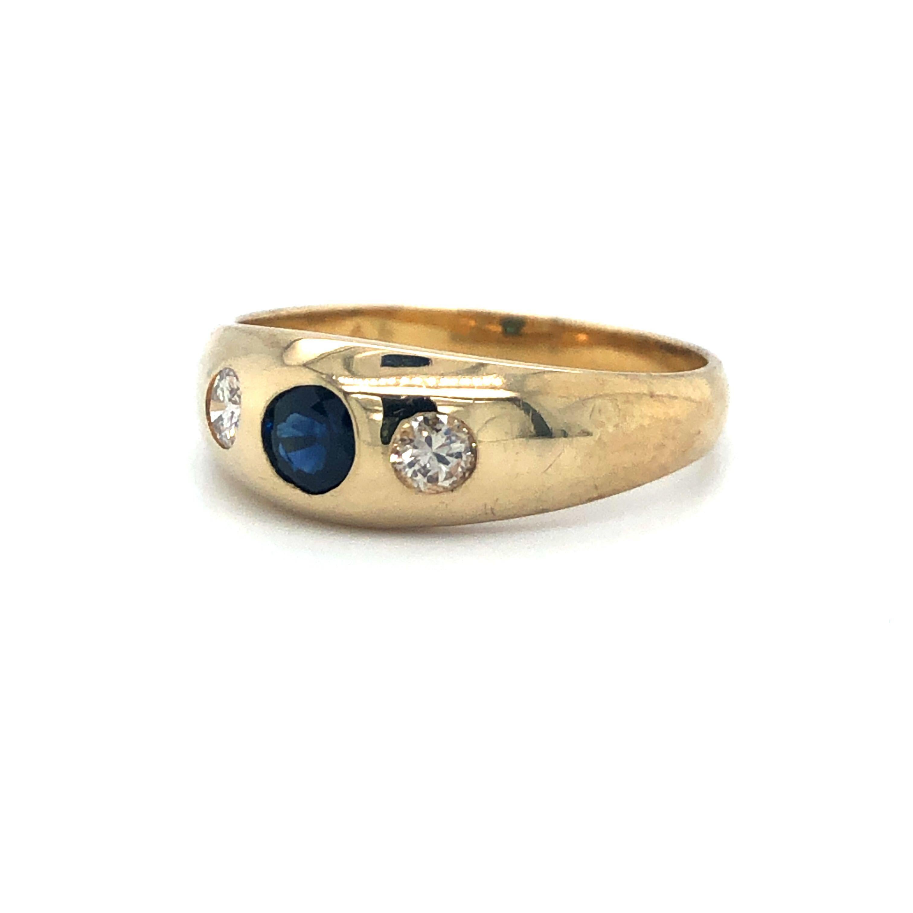 14k Gelbgold Vintage Sapphire und Diamant Burnish Set Ring Größe 6::25

Zustand:  Ausgezeichneter Zustand:: professionell gereinigt und poliert
Metall:  14k Gold (markiert:: und professionell getestet)
Edelstein:  Runder Schliff Natürlicher Blauer